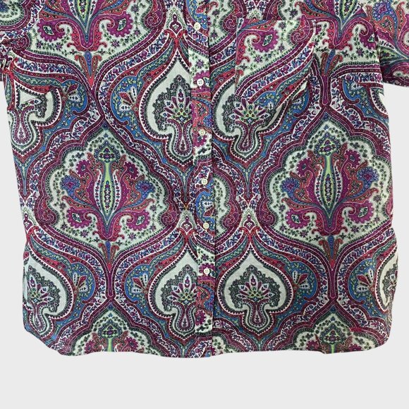 Talbot Paisley Long-Sleeve Button-Up Shirt Multicolor Women's 2X Roll-Tab Casual - Picture 6 of 13